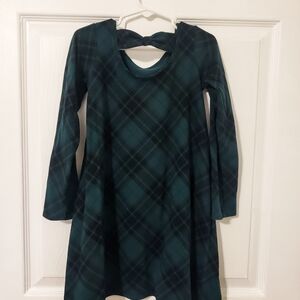 The Children’s Place Girls Green Plaid Cut-Out Christmas Holiday Party Dress 5T